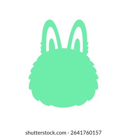 Vector silhouette of a sweet fluffy bunny head in minimal pastel tones, perfect for use in nursery prints, children's books, soft toy design, or spring holiday decorations.