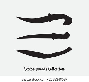vector silhouette of swords collection