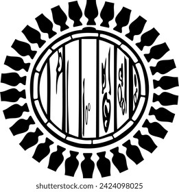 Vector silhouette symbol whisky, whiskey - design element with barrel and glasses in a circle - tasting