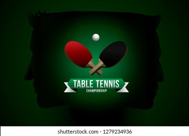 Vector silhouette of table tennis player. Athlete sport game competition