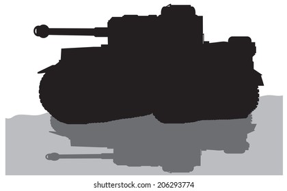 vector silhouette of the tank