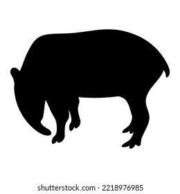 Vector silhouette of a tapir or tapirus indicus on a white background. Asian native animal with black design. Great for logos and posters about animals