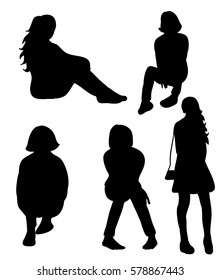 vector, silhouette, teen, collection