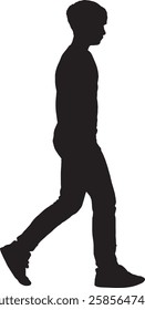 vector; silhouette; teenage boy walking