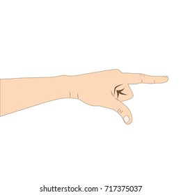 Vector silhouette of a teenager hand,  isolated on a white background