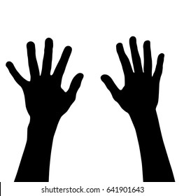 
Vector silhouette of a teenager hands, black color, isolated on a white background
