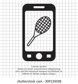 Vector silhouette of a tennis racket