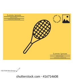 Vector silhouette of a tennis racket