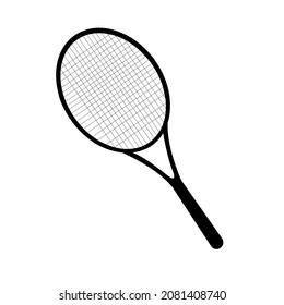 
Vector silhouette of tennis racket in black color