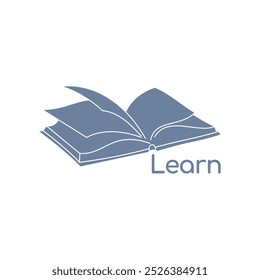 Vector silhouette of textbook, science book.
