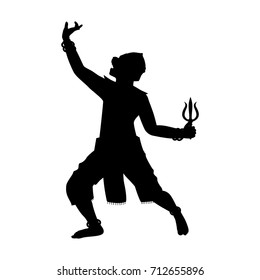 Vector silhouette of a thai dance man. Isolated vector on white background.