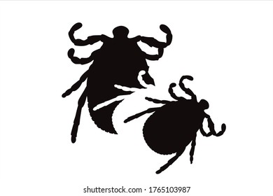 Vector silhouette of tick. Symbol of insect.