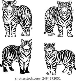 Vector silueta tigre diseño fondo blanco