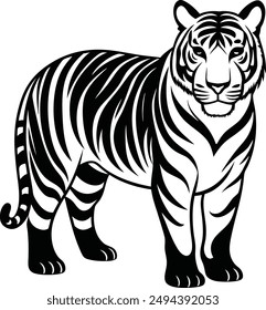vector silhouette tiger design white background