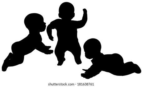 Vector Silhouette Toddler On White Background Stock Vector (Royalty ...