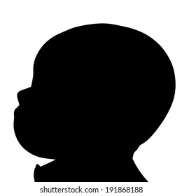 Vector silhouette of a toddler on a white background.