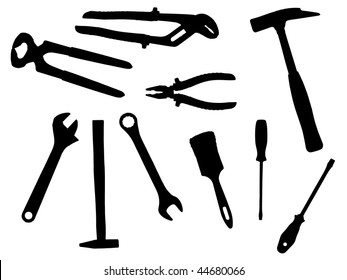 vector silhouette of tools