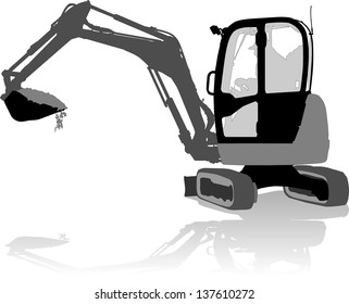 Vector silhouette of a tractor of road service