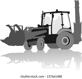 Vector silhouette of a tractor of road service