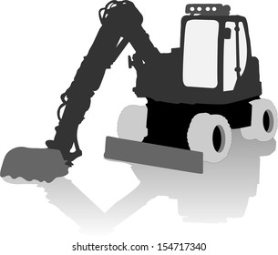 Vector silhouette of a tractor of road service