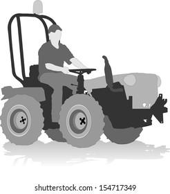 Vector silhouette of a tractor of road service