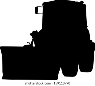Vector silhouette of a tractor of road service
