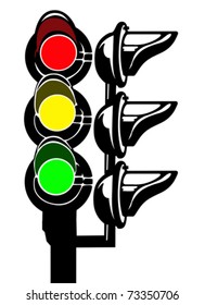 silueta vectorial del semáforo sobre fondo blanco