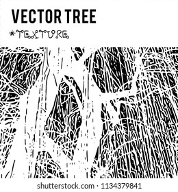 The vector silhouette of a tree for the background with natural foliage textures and eco grunge items for the creation of design banners, music cover, wallpapers,  flyers, websites with grunge industr