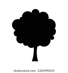 Vector silhouette tree design element isolated on white background. Tree flat illustration on white background. Isolated tree design on white background. Nature concept icon design.