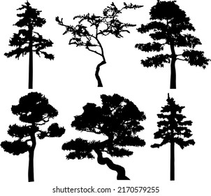 Silueta vectorial del árbol. Pasos aislados 10.