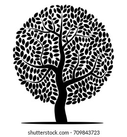 Vector silhouette of a tree isolated on a white background
