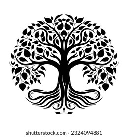  Vector silhouette of a tree. The Olive tree silhouette icon is isolated on white background.