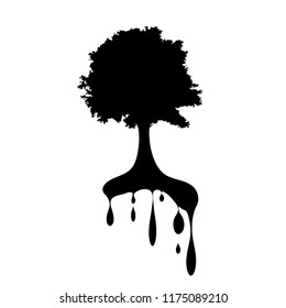 Vector silhouette of the tree on white background.