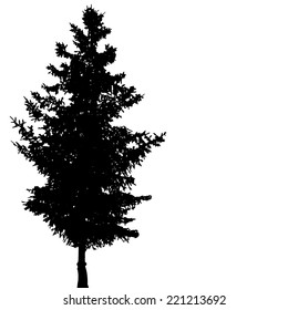 Vector silhouette of tree on white background.