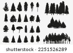 Vector silhouette of Treeline Spruce And Pines	