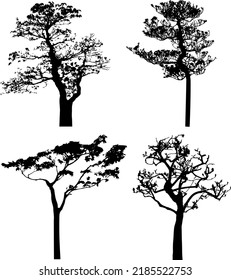 Vector silhouette of trees. Isolated eps 10.
