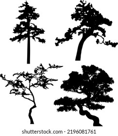 Vector silhouette of trees. Isolated eps 10.