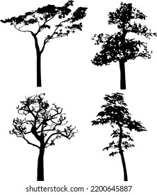 Vector silhouette of trees. Isolated eps 10.