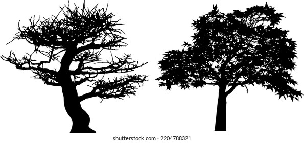 Vector silhouette of trees. Isolated eps 10.