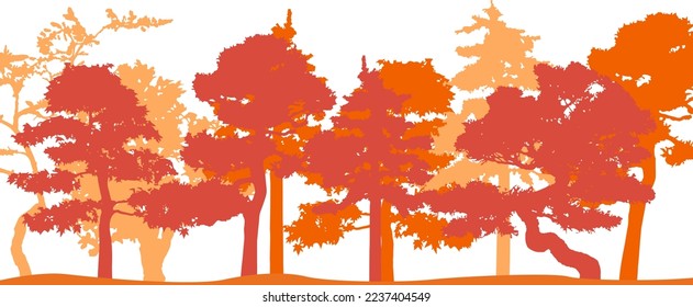 Vector silhouette of trees. Isolated eps 10.