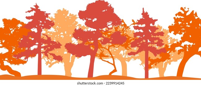 Vector silhouette of trees. Isolated eps 10.