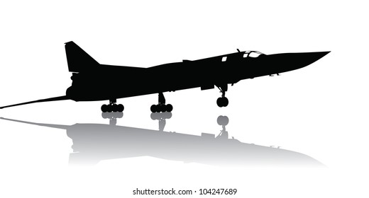 Vector silhouette of Tu-22 Backfire Russian strategic bomber. Separate layers