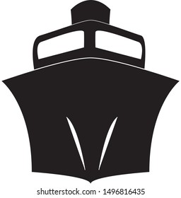 Vector silhouette of tug boat, cruise ship, isolated, boat, transportation icon