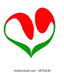 vector silhouette of the tulip in form heart