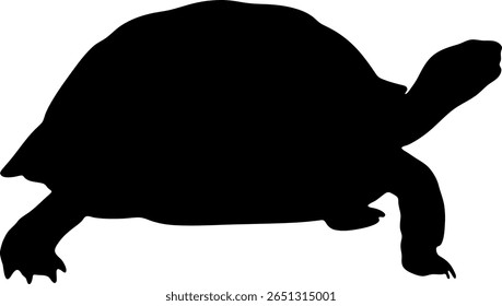 Vector silhouette of a turtle walking.
