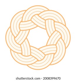 Vector silhouette twisted line circle mat. Isolated on white background.
