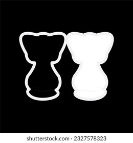 silueta vectorial de dos gatos negros y blancos, logotipo, impresión, pegatina decorativa