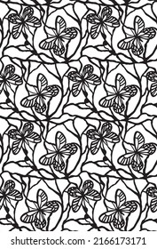silueta vectorial dos mariposa sobre florines, esténcil, patrón