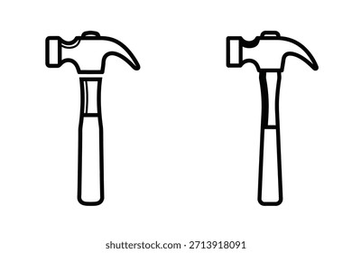 Silueta de Vector de dos ilustraciones de contorno de martillos de garra uno al lado del otro