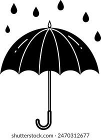 Vektorgrafik Silhouette Regenschirm mit Tropfen